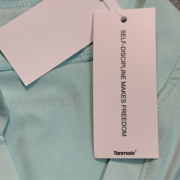 Tanmolo V-Neck Activewear Top Womens Sz S Mint Green Perforated Cap Sleeves NWT - Picture 15 of 16
